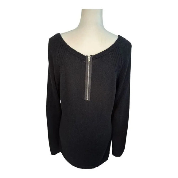 WHBM Women’s Small Black Lightweight Zipper Back Oversized Sweater - Picture 3 of 7